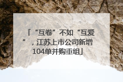 “互卷”不如“互爱”，江苏上市公司新增104单并购重组