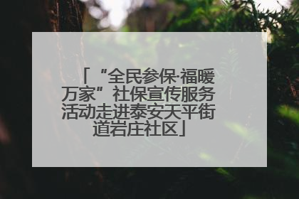 “全民参保·福暖万家”社保宣传服务活动走进泰安天平街道岩庄社区