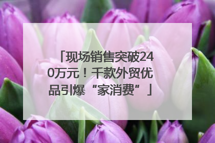 现场销售突破240万元！千款外贸优品引爆“家消费”
