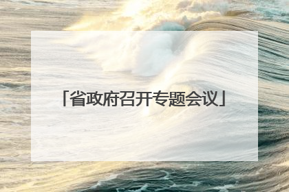 省政府召开专题会议