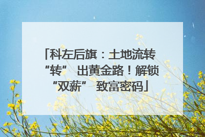 科左后旗：土地流转 “转” 出黄金路！解锁 “双薪” 致富密码