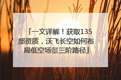 一文详解！获取135部资质，沃飞长空如何布局低空场景三阶路径