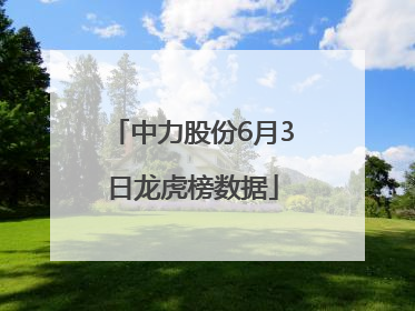 中力股份6月3日龙虎榜数据