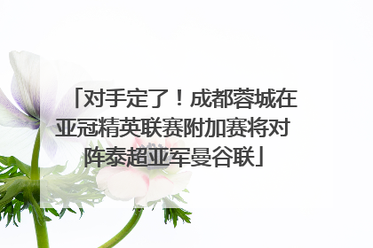 对手定了！成都蓉城在亚冠精英联赛附加赛将对阵泰超亚军曼谷联