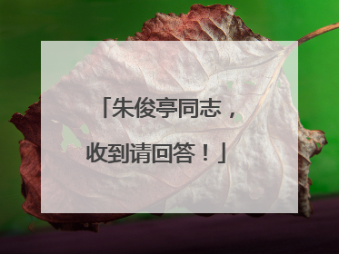 朱俊亭同志，收到请回答！