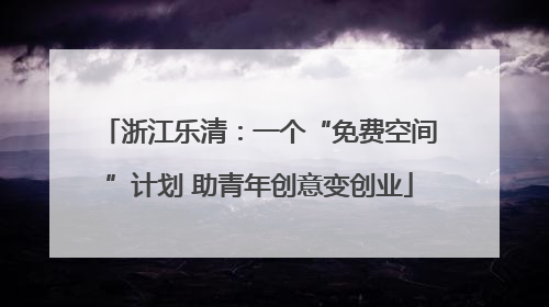 浙江乐清：一个“免费空间”计划 助青年创意变创业