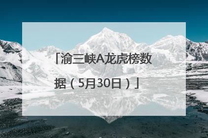 渝三峡A龙虎榜数据（5月30日）