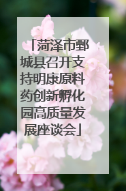 菏泽市鄄城县召开支持明康原料药创新孵化园高质量发展座谈会
