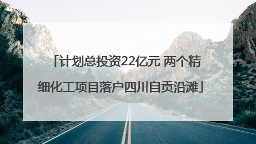 计划总投资22亿元 两个精细化工项目落户四川自贡沿滩