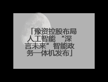 豫资控股布局人工智能 “深言未来”智能政务一体机发布
