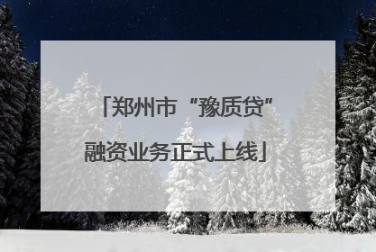 郑州市“豫质贷”融资业务正式上线