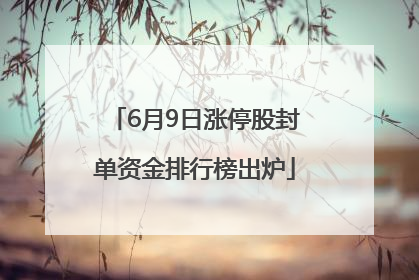 6月9日涨停股封单资金排行榜出炉
